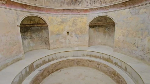 Interior-Forum Baths-Pompeii ruins-Pan Video stock 301839554