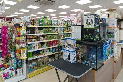 Interior Four paws pet store Stock Photos
