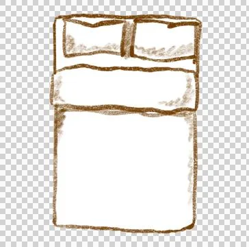 Interior furniter single bed plan top view element layout doodle drawing sket Stock Illustration