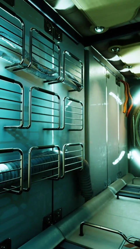 Interior of futuristic internation space station Stock Footage 307213193
