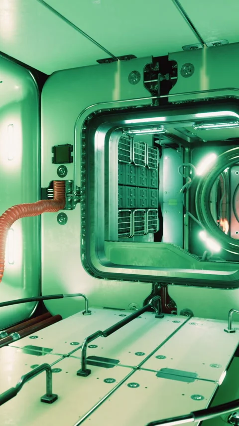 Interior of futuristic internation space station Stock Footage 308914181