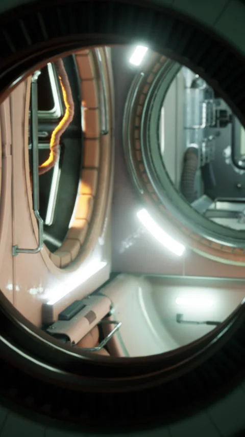 Interior of futuristic internation space station Stock Footage 327775356