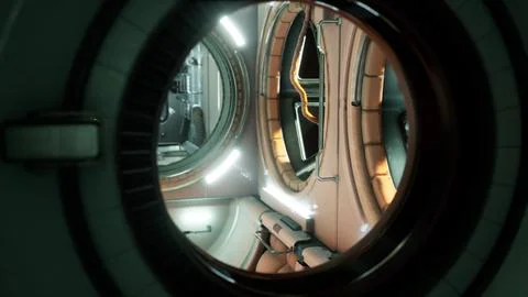 Interior of futuristic internation space station Stock Illustration