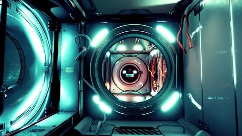 Interior of futuristic internation space station Stock Illustration