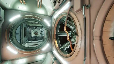 Interior of futuristic internation space station Stock Illustration