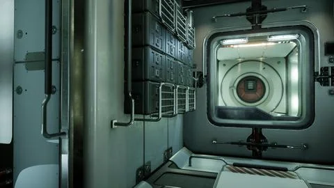 Interior of futuristic internation space station Stock Illustration
