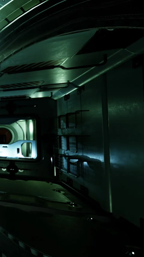 Interior of a futuristic spacecraft showing technology and equipment details Stock Footage 337971267