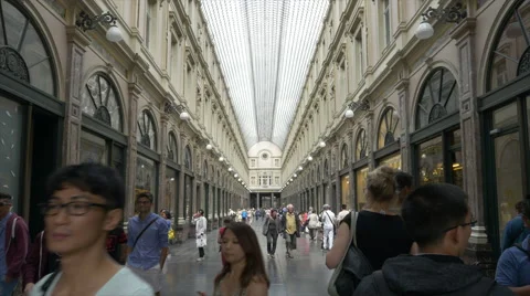 Interior of Galeries Royales Saint Hubert - Brussels Belgium Stock Footage 54894078