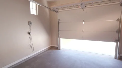 Interior Garage Door Opening Move Up to Ceiling Stock Footage 76256038