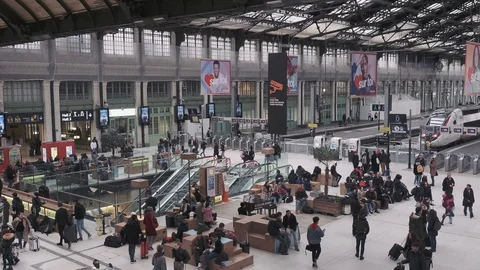 Interior of the Gare de l'Est train station in Paris, France. Static Stock Footage 123272081
