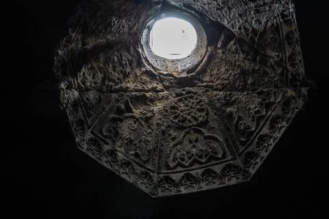 Interior of Geghard Monastery Stock Photos