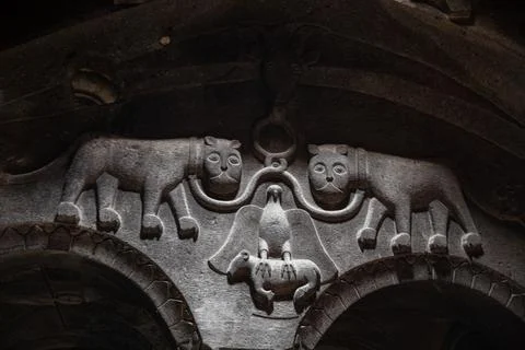 Interior of Geghard Monastery Stock Photos