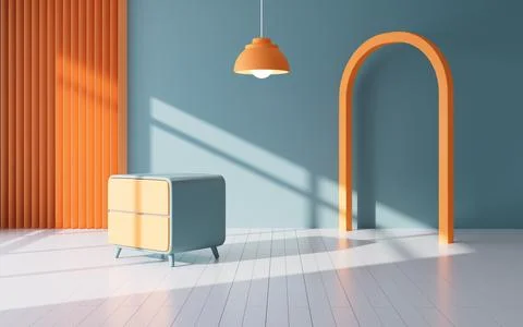 Interior geometric architecture and e-commerce background, 3d rendering. Stock Illustration