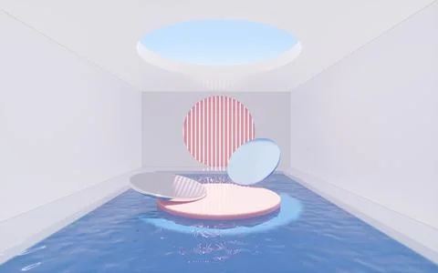 Interior geometric architecture and stage, 3d rendering. Stock Illustration