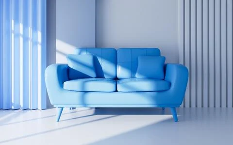 Interior geometric building and sofa model, 3d rendering. Ilustración de archivo