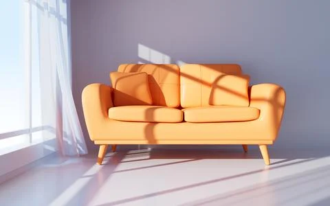 Interior geometric building and sofa model, 3d rendering. Ilustración de archivo