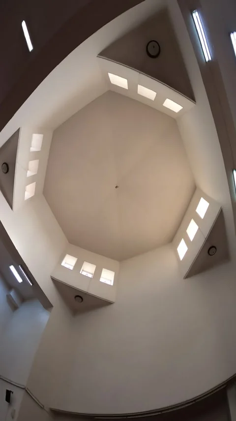 Interior Geometric Ceiling View of Ijabah Mosque Stock Footage 344041555