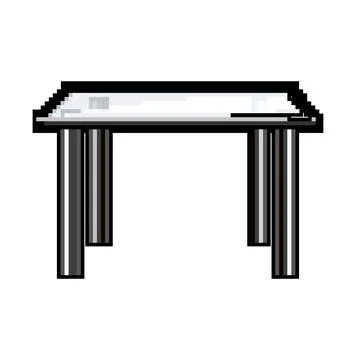 Interior glass table game pixel art vector illustration Stock Illustration