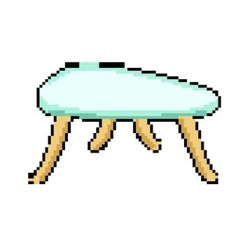 Interior glass table pixel art vector illustration Stock Illustration