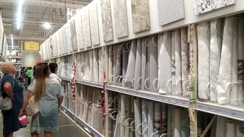 Interior goods store, wallpaper Video stock 137656365