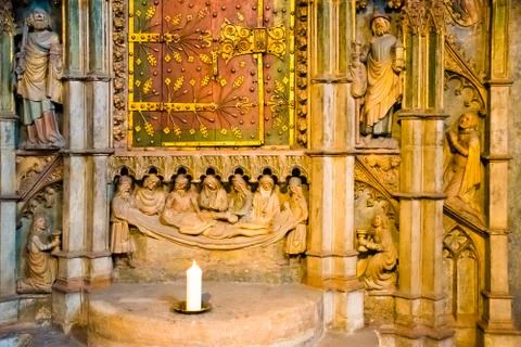Interior of gothic cathedral of St. Lorenz, Nuremberg, Germany Stock Photos