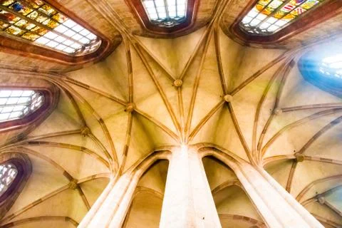 Interior of gothic cathedral of St. Lorenz, Nuremberg, Germany Stock Photos