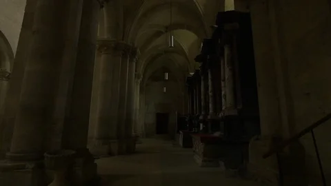 Interior of a Gothic Church Stock Footage 87245653
