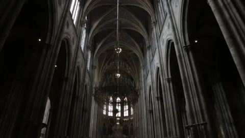 Interior of the gothic church Stock Footage 95805603