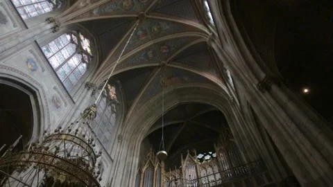 Interior of the gothic church Stock Footage 95805612