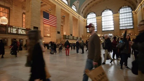 Interior of the Grand Central Terminal Main Concourse Stock Footage 88698874