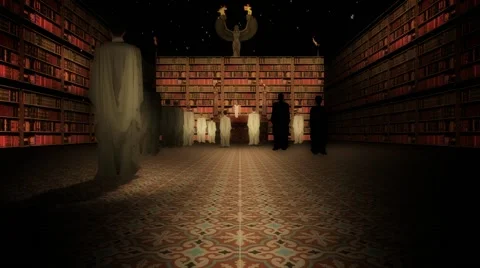 The Interior of the Great Library of Alexandria in the Lecture Hall Stock Footage 64766809