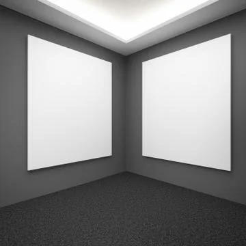 Interior with grey walls and blank frames イラスト素材