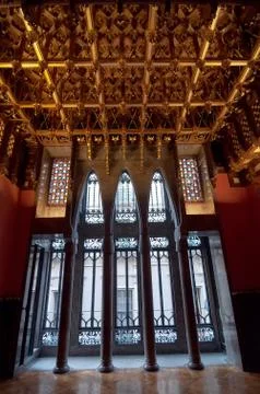 Interior of the Guell Palace designed by architect Antoni Gaudi. Stock Photos