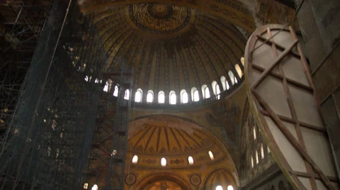 Interior of the Hagia Sofia in ISTANBUL, TURKEY Video stock 49197134