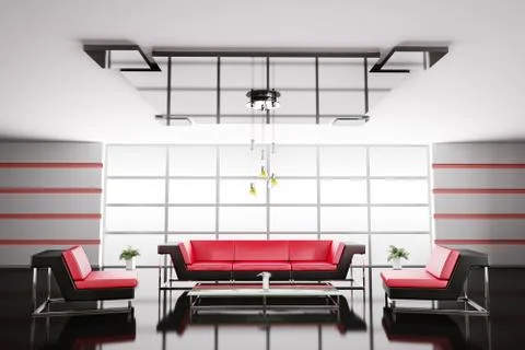 Interior of hall 3d render Stock Illustration