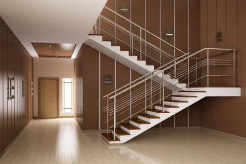 Interior of hall with stairs 3d render Stock Illustration