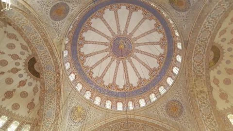 Interior Hand Painted Dome of Selimiye Mosque Stock Photos
