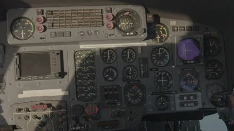Interior of an helicopter Cockpit cabin with control panel Vídeo Stock 62441989
