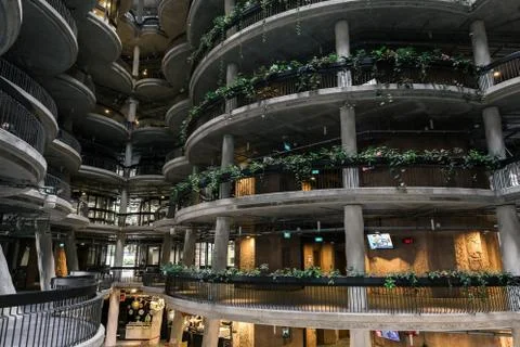 Interior of The Hive, called Dim Sum Baskets Building Stock Photos