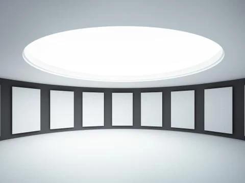 Interior with a hole in the ceiling and frames Stock Illustration