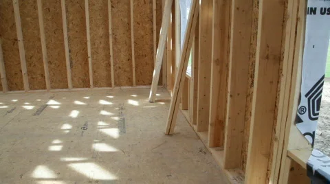 Interior of Home Being Built - Pan 스톡 동영상 671054