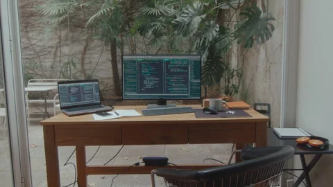 Interior of Home Office of Software Developer Stock Footage 252755214