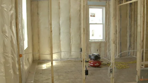 Interior of home under construction Stock Footage 49086704
