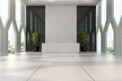 Interior of hotel and spa reception 3D illustration Stock Illustration