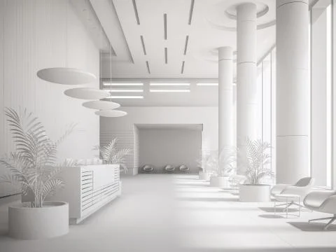 Interior of a hotel reception 3D illustration Stock Illustration