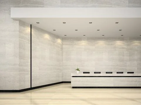 Interior of a hotel reception 3D illustration Stock Illustration