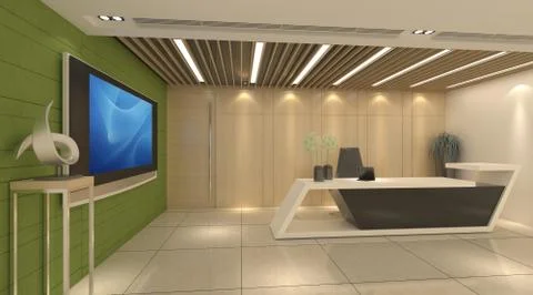 Interior of hotel reception hall 3D illustration Stock Illustration