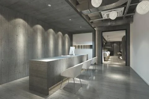 Interior of hotel reception hall 3D illustration Stock-Illustration