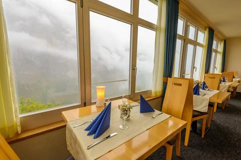 Interior of a hotel restaurant. Stock Photos