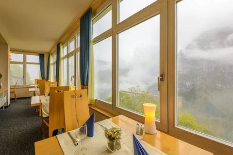 Interior of a hotel restaurant. Stock Photos